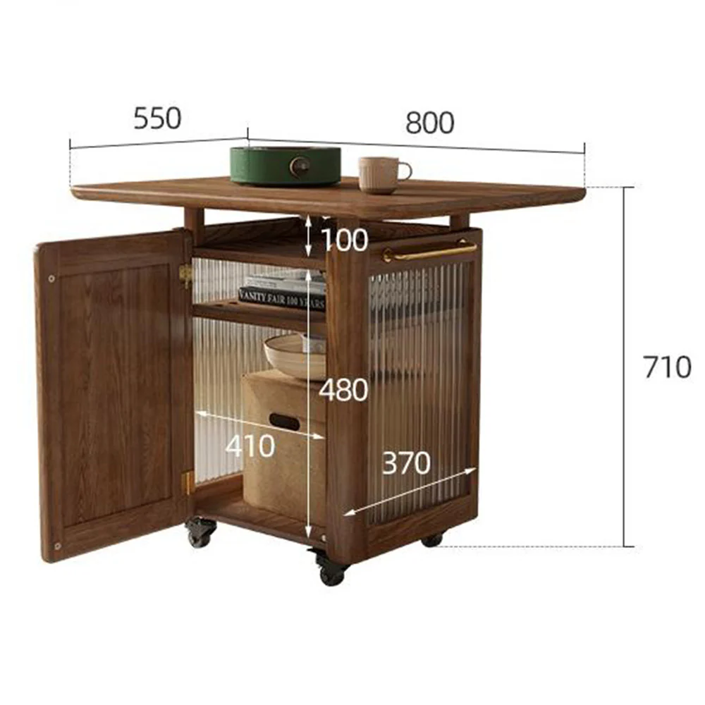 Ash Wood Small Movable Tea Table - Image 3