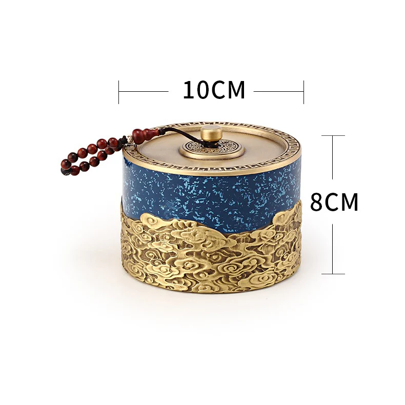 Auspicious Clouds Copper Tea Caddy - Image 10