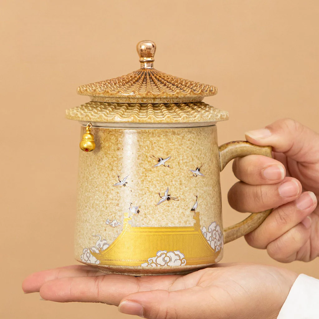 Auspicious Crane Ceramic Palace Museum Teacup - Image 2