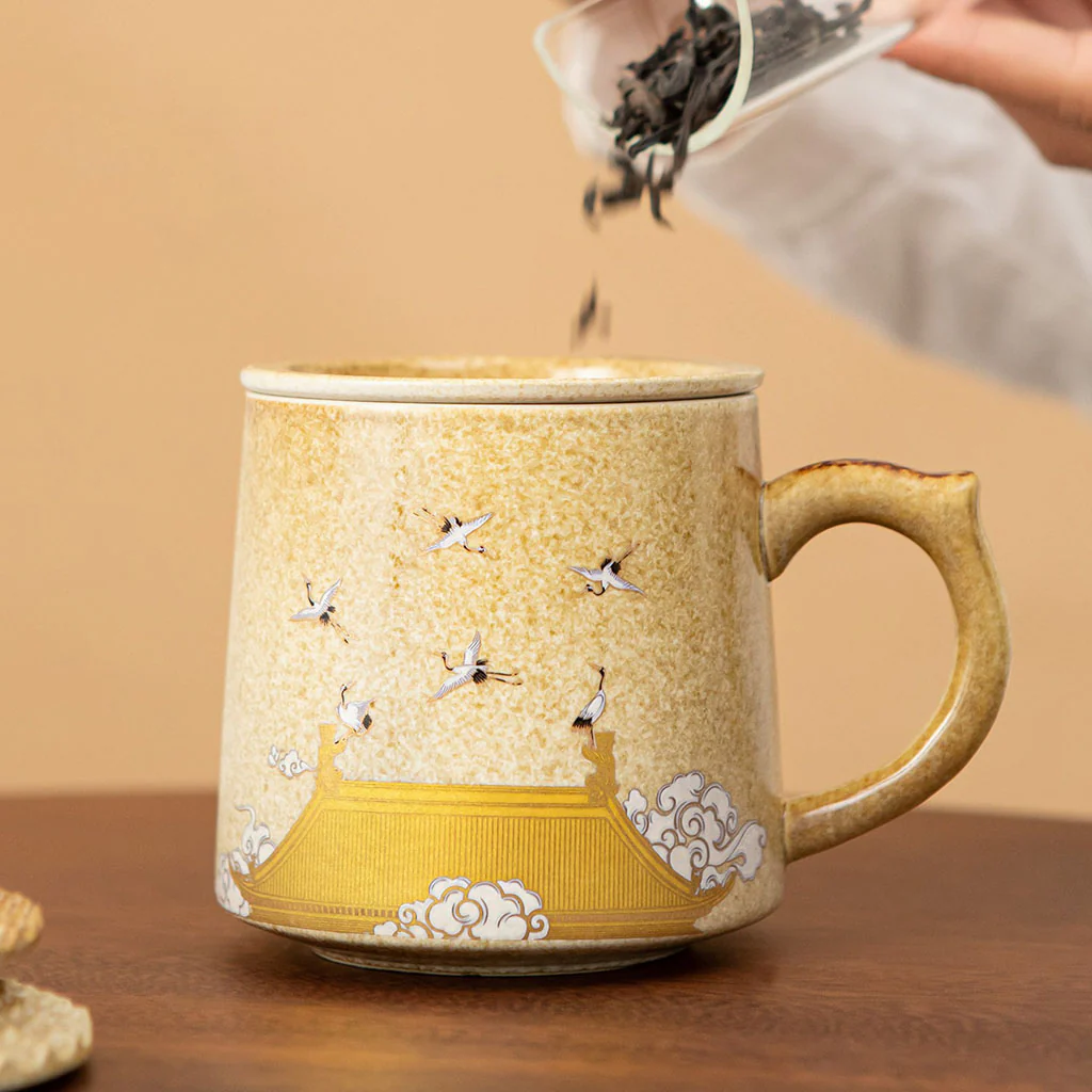 Auspicious Crane Ceramic Palace Museum Teacup - Image 4