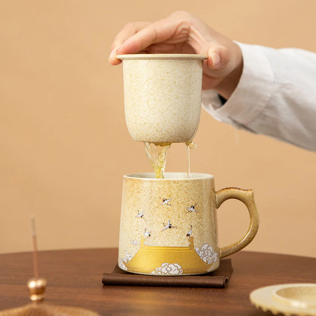 Auspicious Crane Ceramic Palace Museum Teacup - Image 5