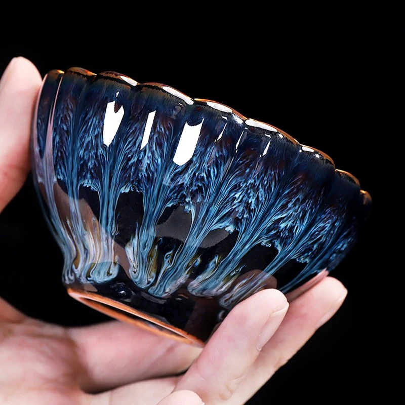 Authentic Handmade Jian Zhan Blue Gongfu Tea Cup With Sterling Silver - Image 6