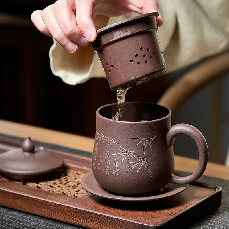 Authentic Handmade Yixing Tea Cup With Infuser And Saucer - Image 4
