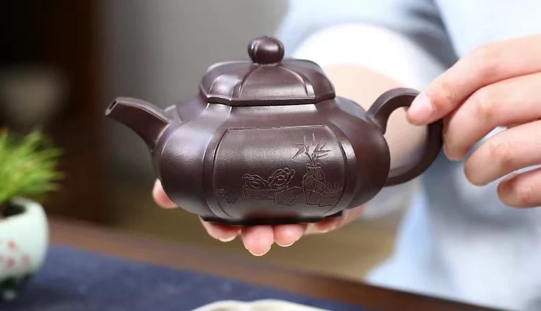 Authentic Yixing Purple Clay Square Teapot - Image 3