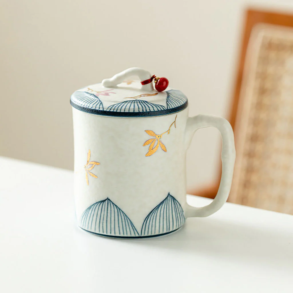 Bamboo Orchid Ceramic Tea Cup With Infuser - Image 2