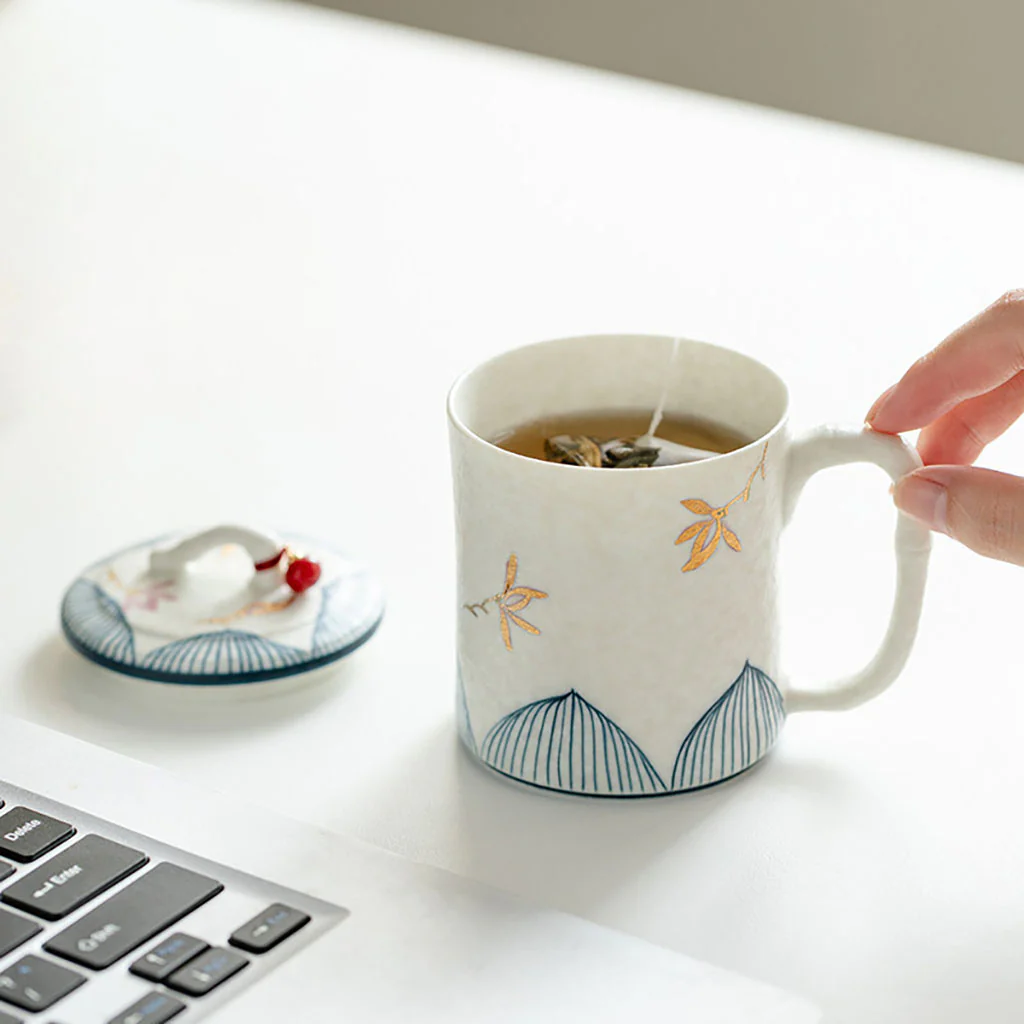 Bamboo Orchid Ceramic Tea Cup With Infuser - Image 3