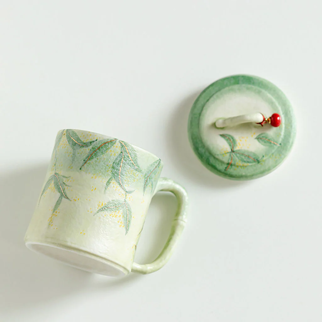 Bamboo Osmanthus Ceramic Tea Cup With Infuser - Image 3