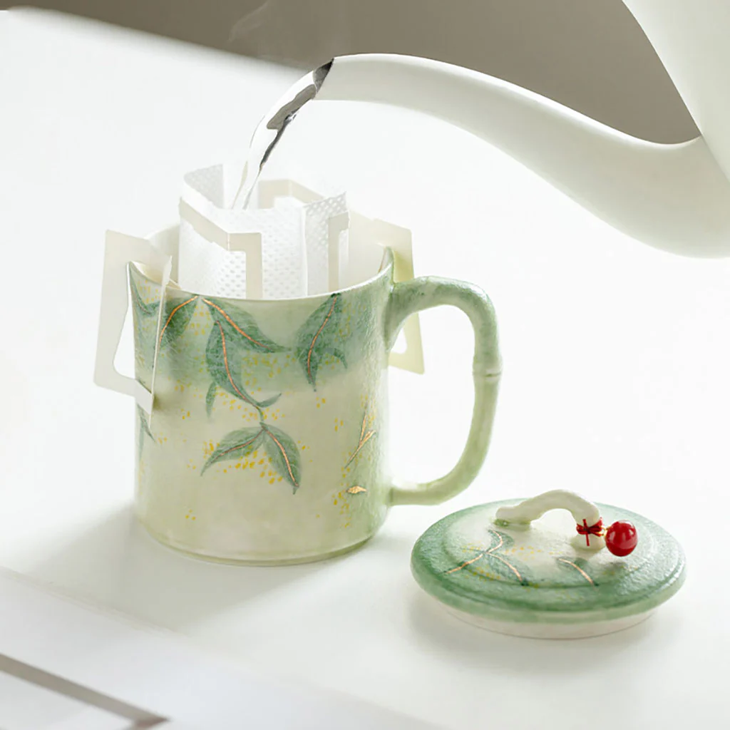 Bamboo Osmanthus Ceramic Tea Cup With Infuser - Image 5