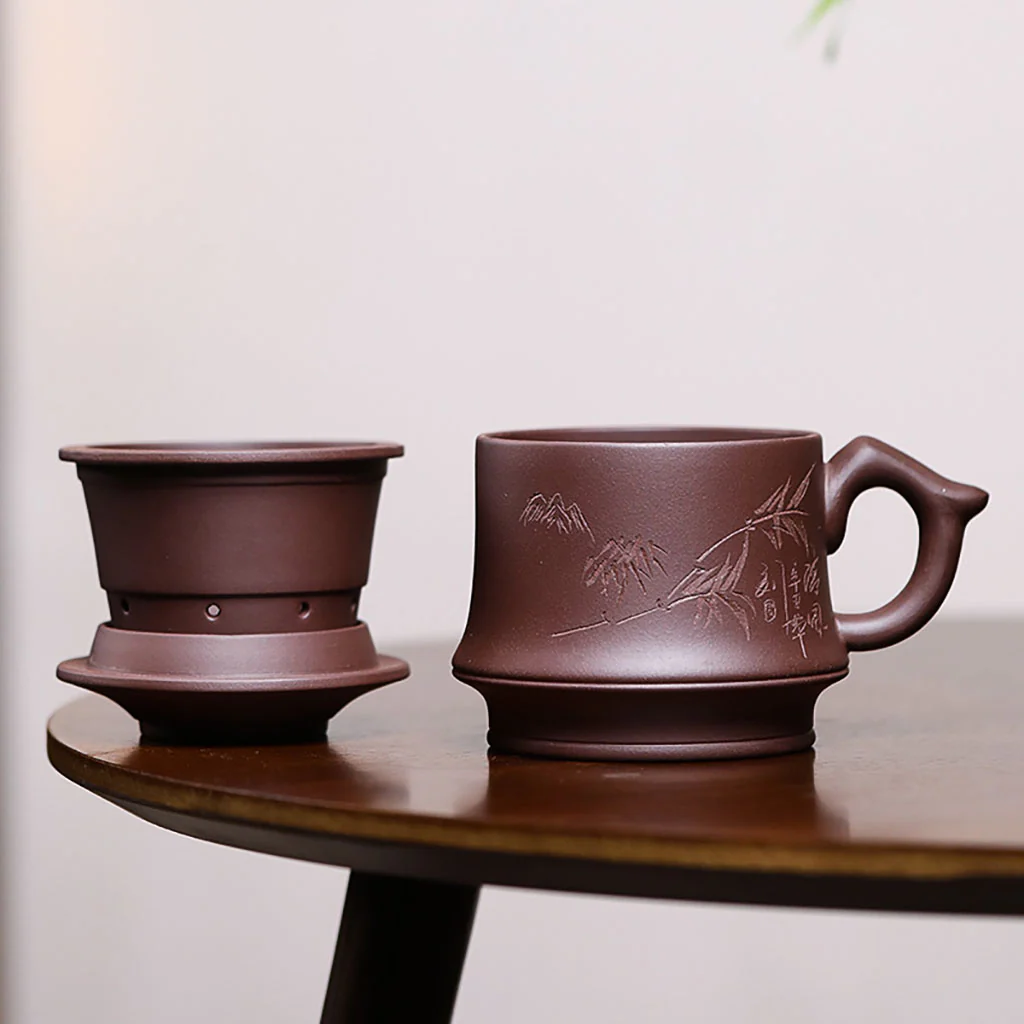 Bamboo Purple Clay Tea Cup With Infuser - Image 5