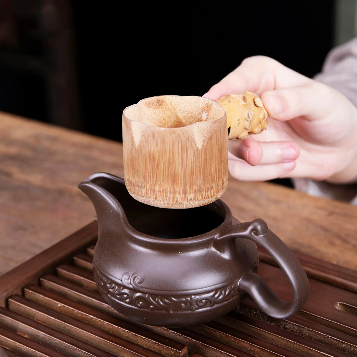 Bamboo Tea Strainer With Handle - Image 5