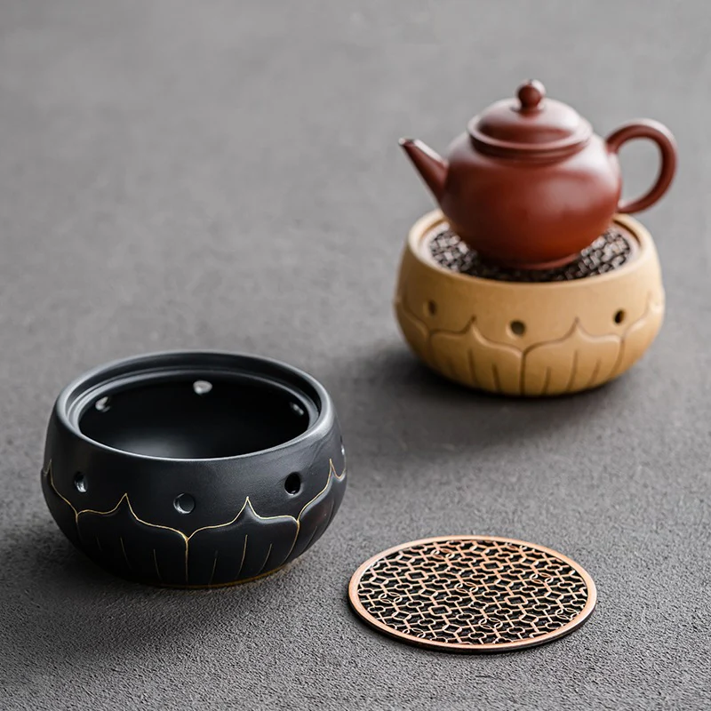 Black Ceramic Lotus Teapot Warmer - Image 10