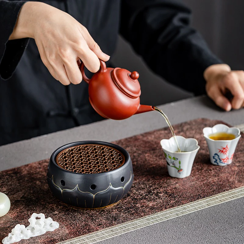 Black Ceramic Lotus Teapot Warmer - Image 11