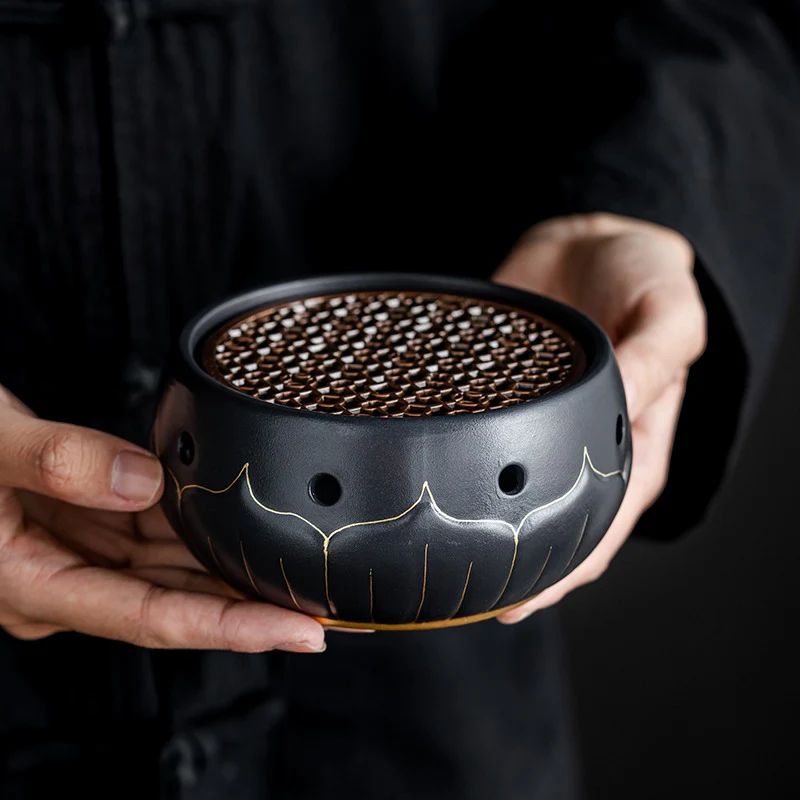 Black Ceramic Lotus Teapot Warmer - Image 12