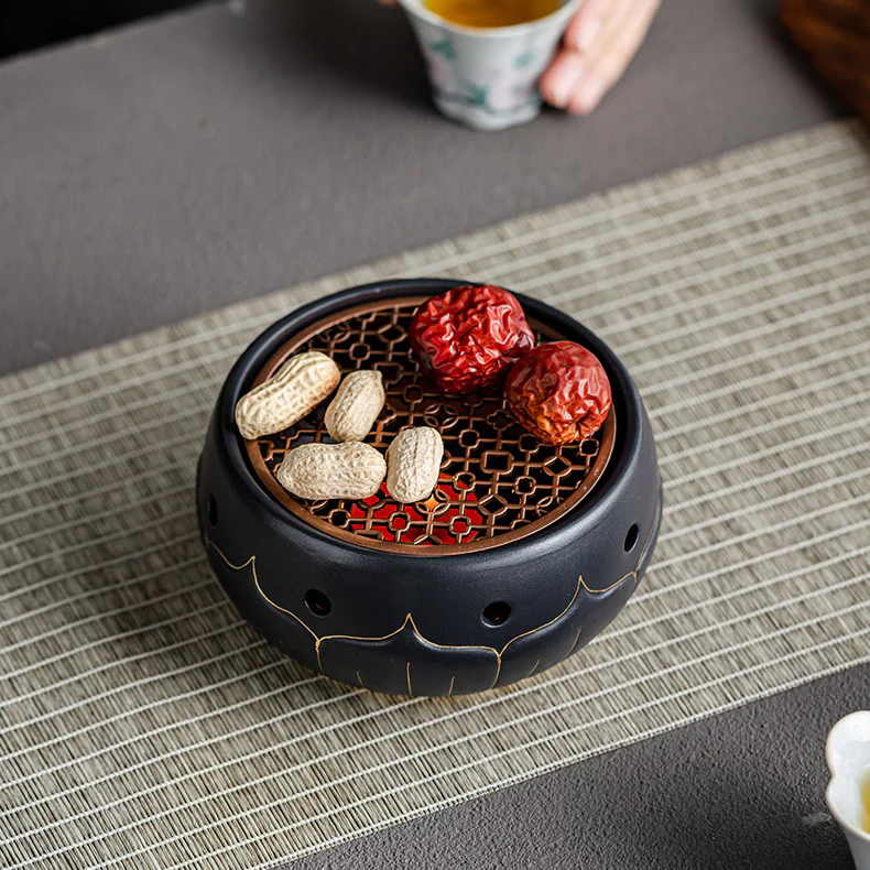 Black Ceramic Lotus Teapot Warmer - Image 7