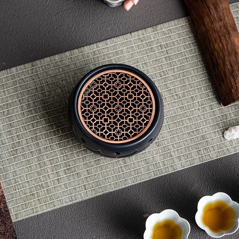Black Ceramic Lotus Teapot Warmer - Image 8