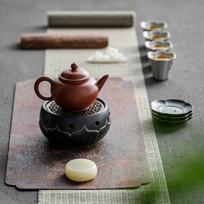 Black Ceramic Lotus Teapot Warmer - Image 9