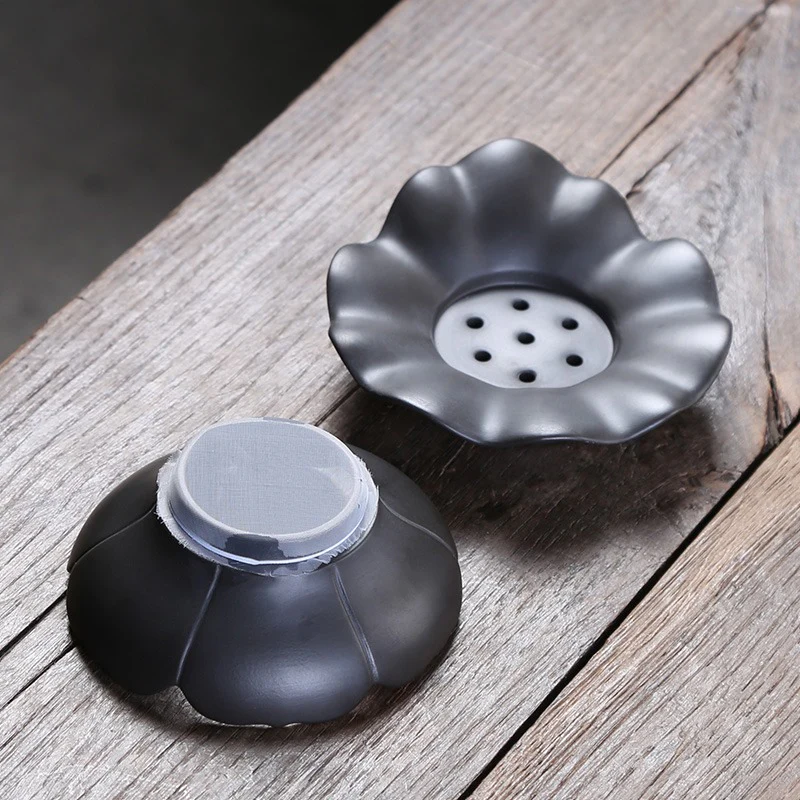 Black Clay Lotus Tea Strainer - Image 8