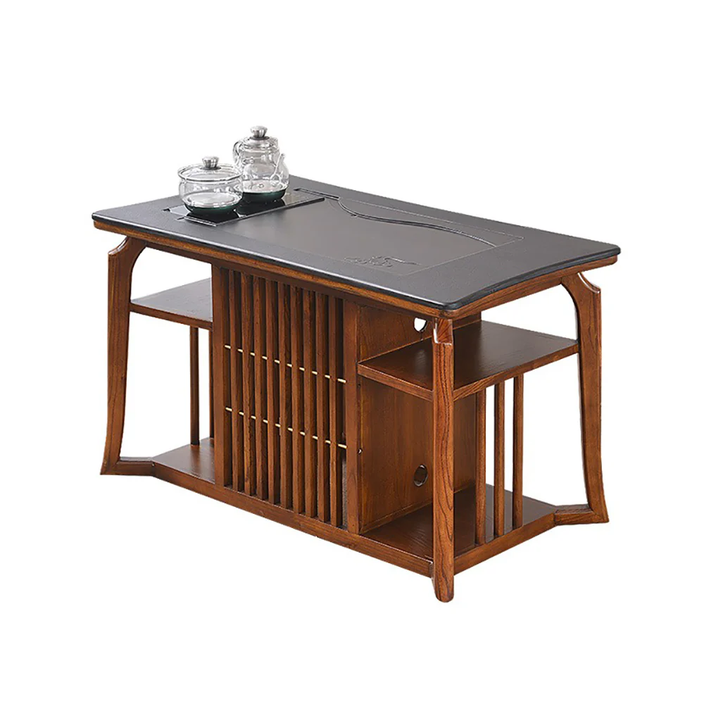 Black Gold Stone Panel Small Tea Table - Image 3