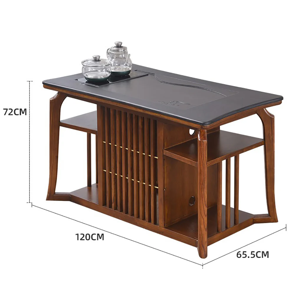Black Gold Stone Panel Small Tea Table - Image 4