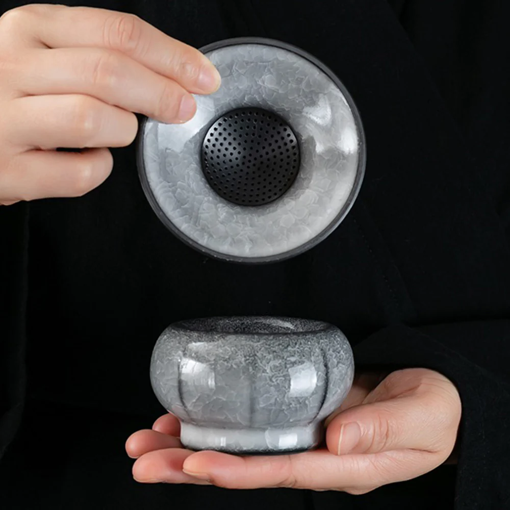 Black Ice Crack Ceramic Tea Set - Image 5