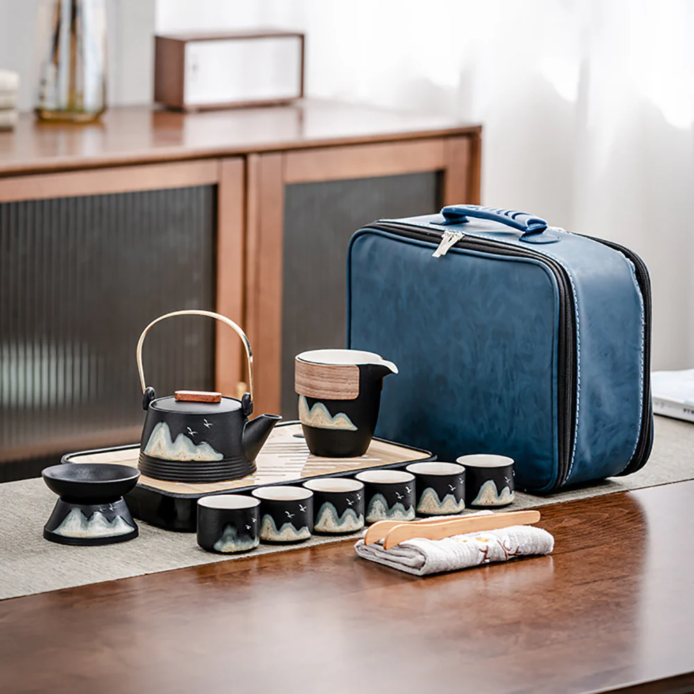 Black Pottery Green Hill Travel Tea Set - Image 2