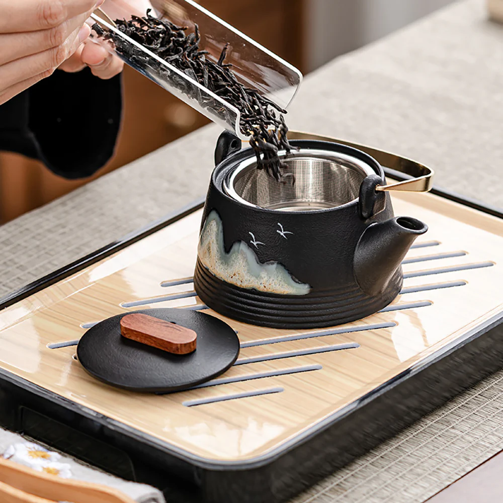 Black Pottery Green Hill Travel Tea Set - Image 3