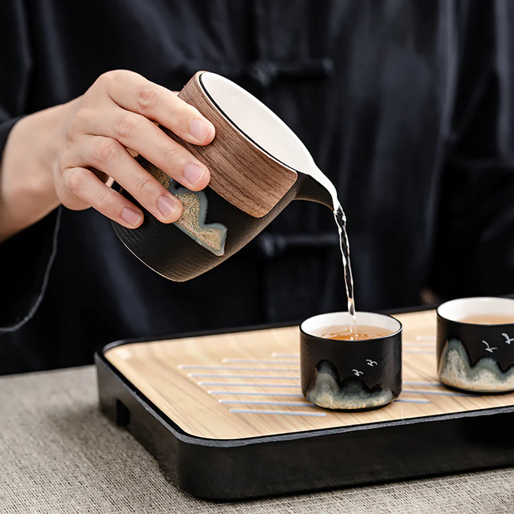 Black Pottery Green Hill Travel Tea Set - Image 5