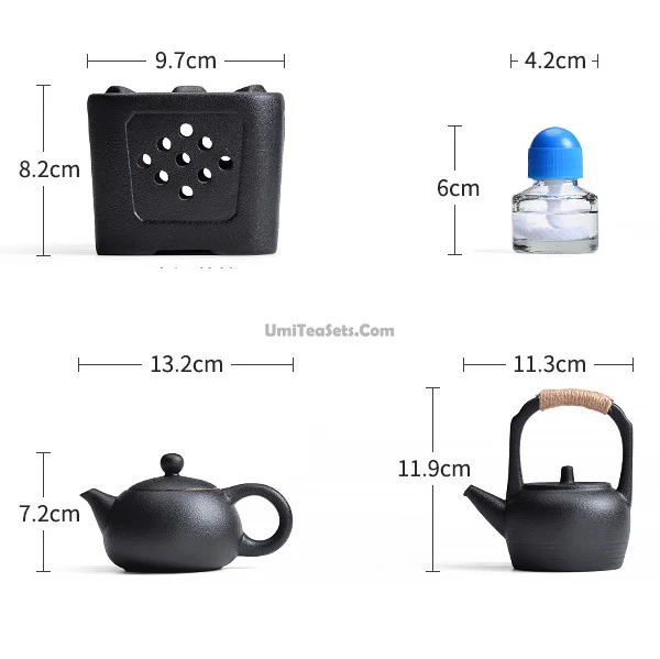 Black Pottery Teapot With Alcohol Wamer - Image 11