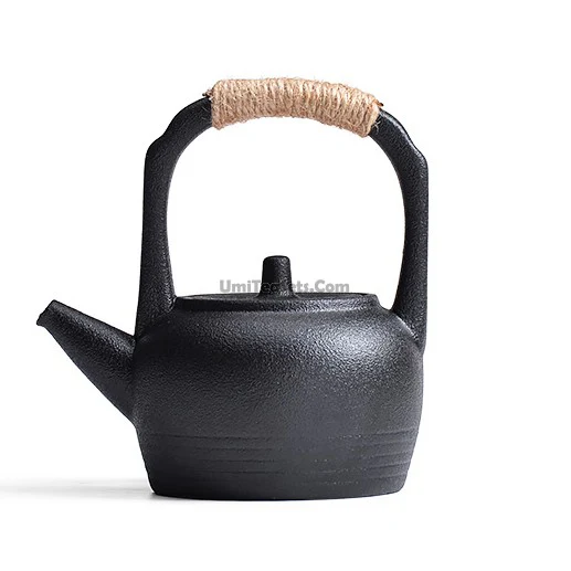 Black Pottery Teapot With Alcohol Wamer - Image 4