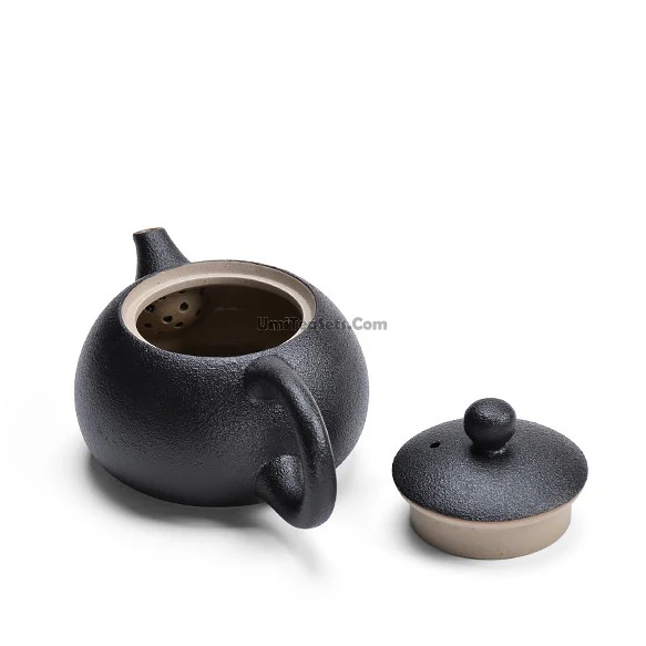 Black Pottery Teapot With Alcohol Wamer - Image 9