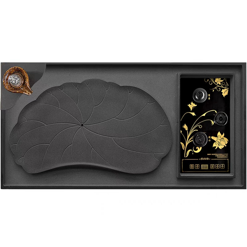 Black Stone Lotus Pond Tea Tray With Induction Cooker - Image 6