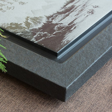 Black Stone Tea Tray With Carved Landscape - Image 6