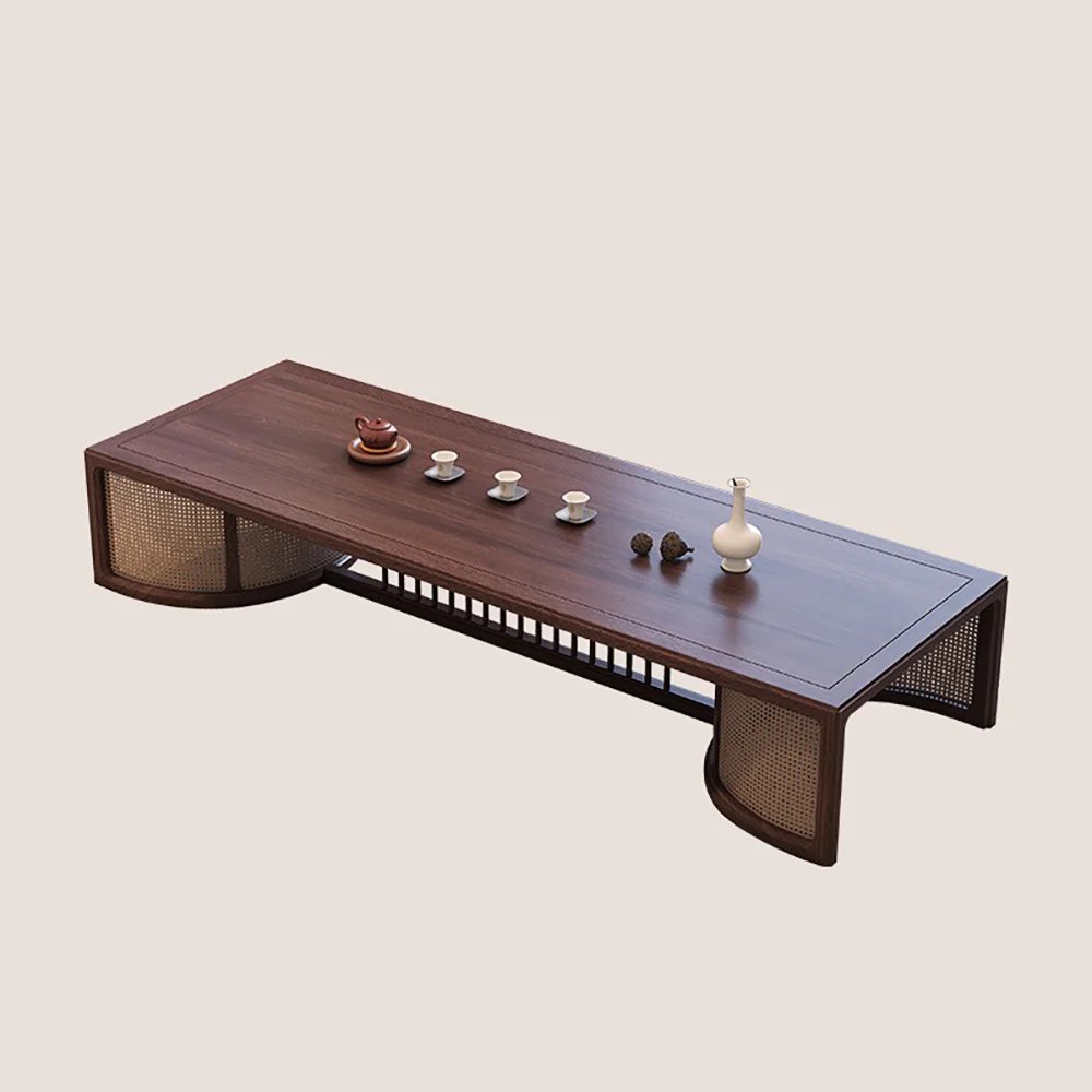 Black Walnut Wood Japanese Style Tea Table Set - Image 6