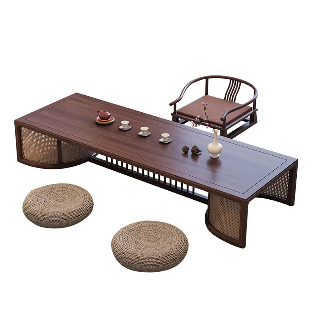 Black Walnut Wood Japanese Style Tea Table Set - Image 8