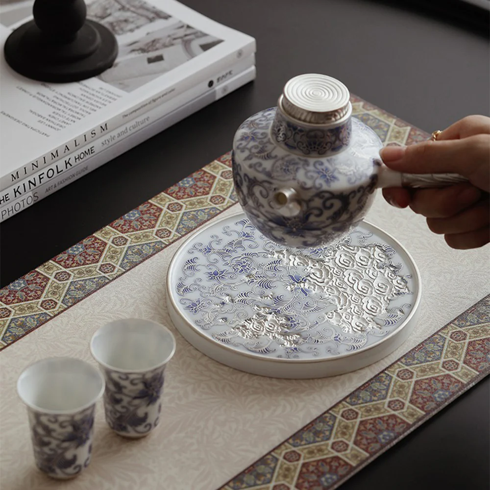 Blue And White Porcelain Teapot With Side Handle - Image 4