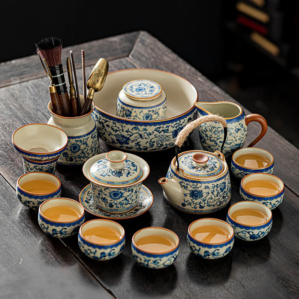 Blue And White Ruyao Gongfu Tea Set - Image 2