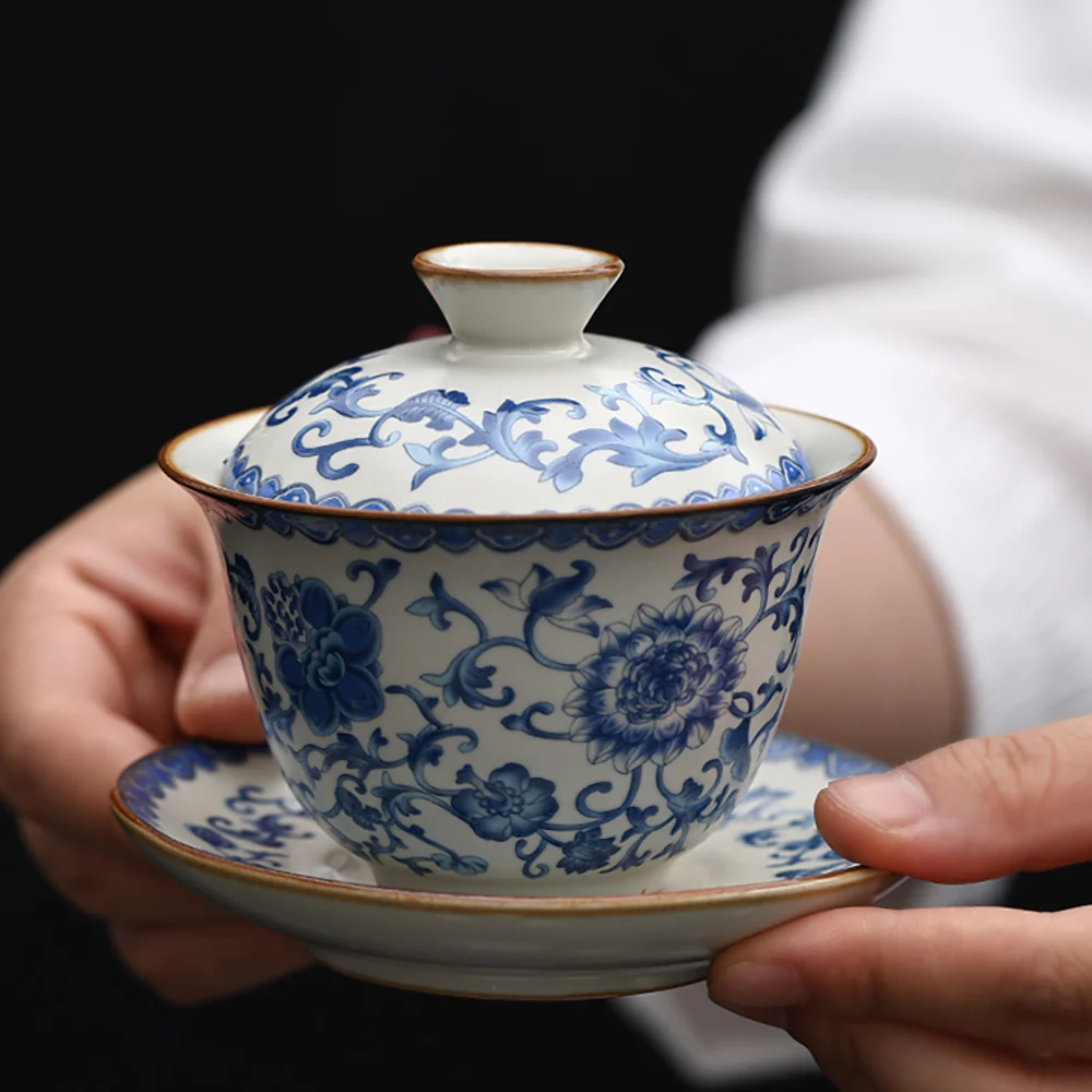 Blue And White Ruyao Porcelain Gaiwan - Image 3
