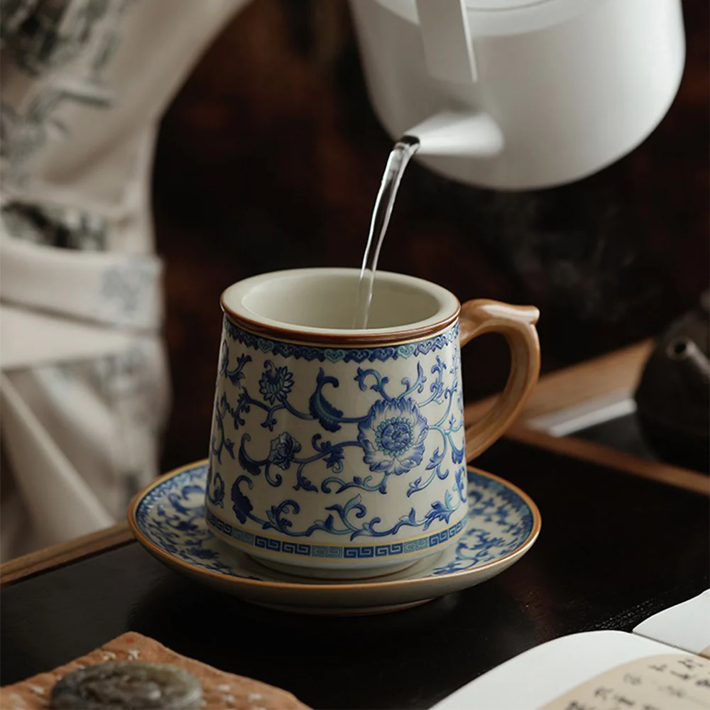 Blue And White Ruyao Twig Flowers Tea Cup - Image 6