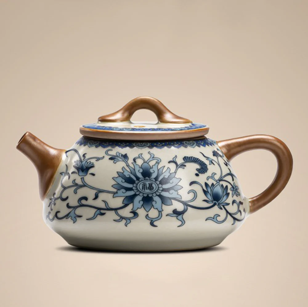 Blue And White Ruyao Twig Flowers Tea Set - Image 3