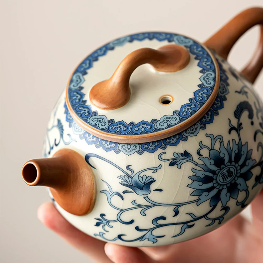 Blue And White Ruyao Twig Flowers Tea Set - Image 4