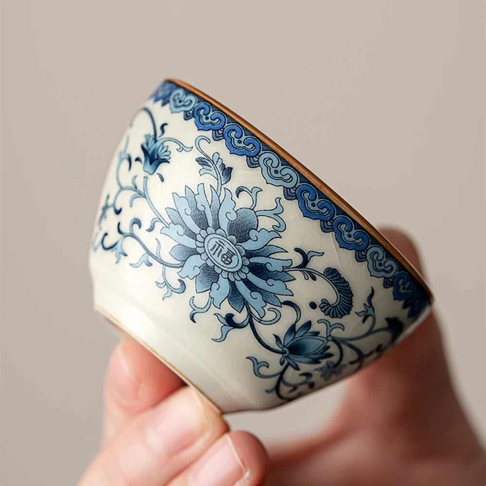 Blue And White Ruyao Twig Flowers Tea Set - Image 5