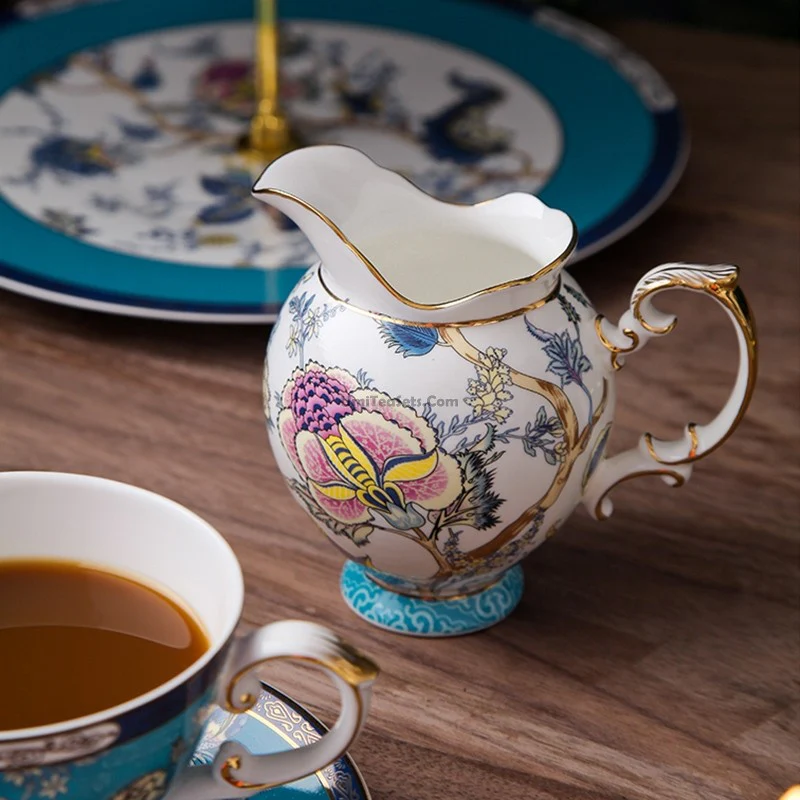 Blue Flowers Bone China Tea Set - Image 3