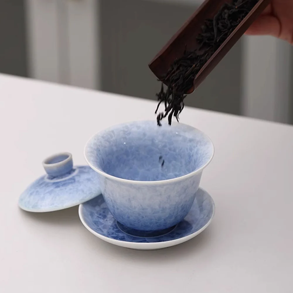 Blue Ice Crystal Ruyao Porcelain Gaiwan - Image 4