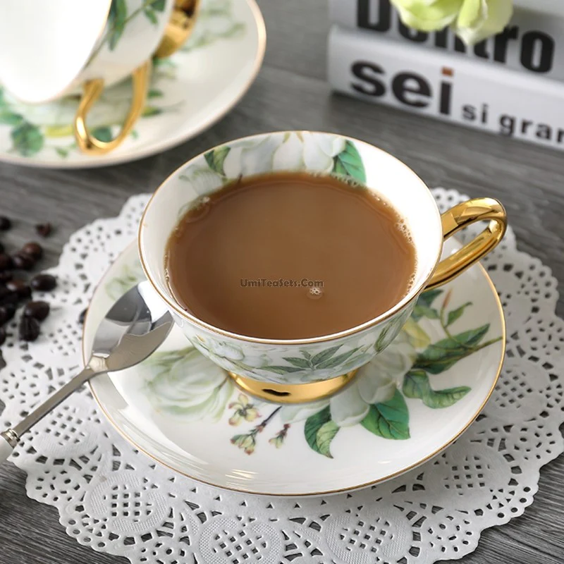 Bone China Camellia Flower Tea Set - Image 4