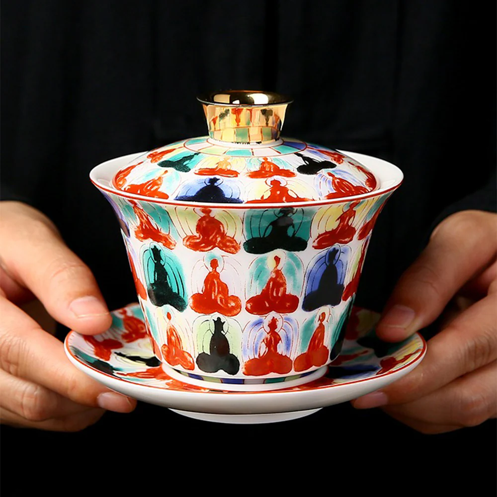 Buddhas Enamel Porcelain Gaiwan - Image 2