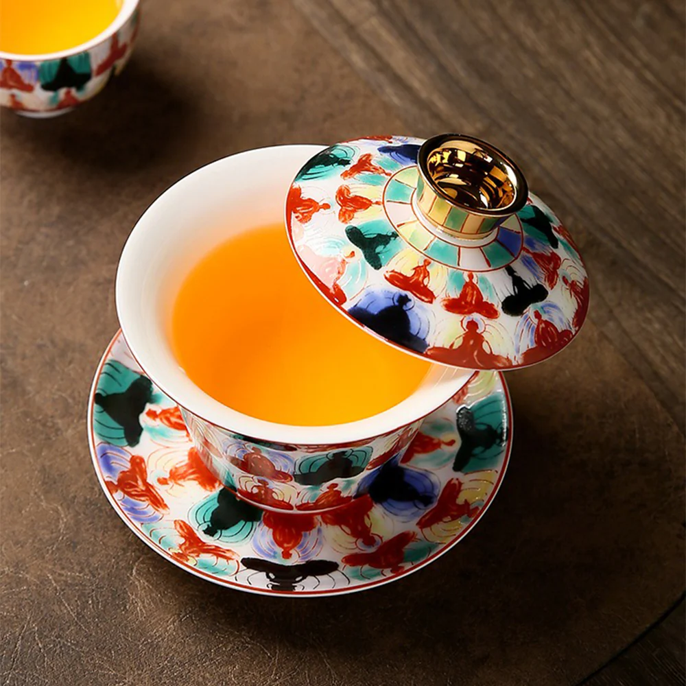 Buddhas Enamel Porcelain Gaiwan - Image 3