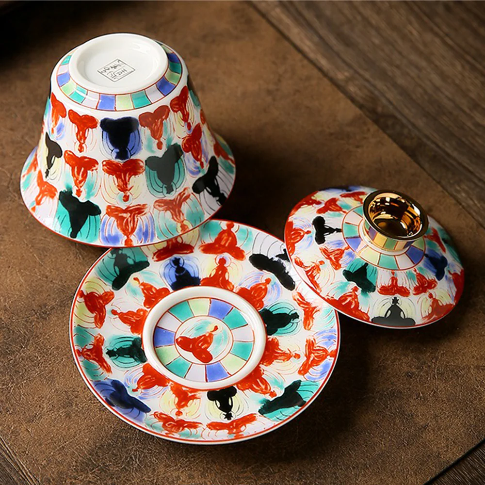 Buddhas Enamel Porcelain Gaiwan - Image 4