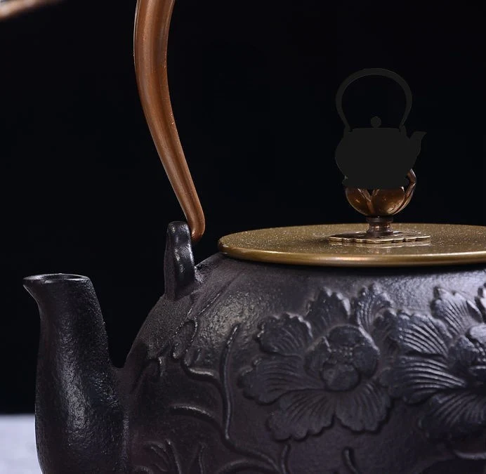 Cast Iron Peony Flower Teapot - Image 4