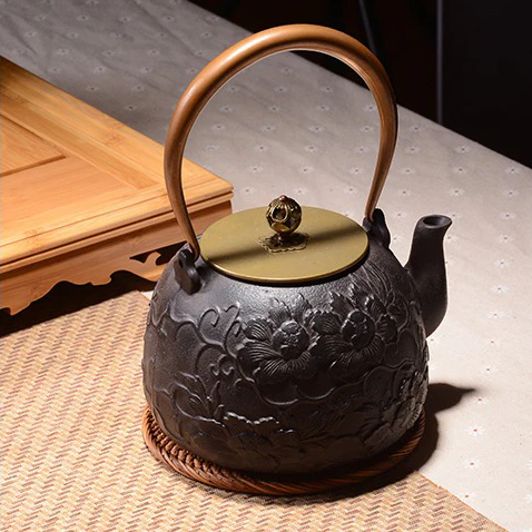 Cast Iron Peony Flower Teapot - Image 7