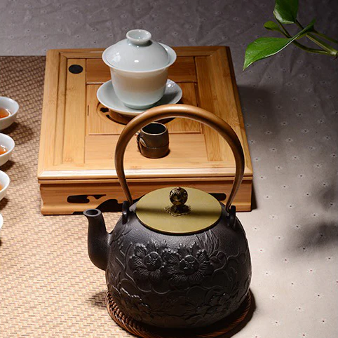Cast Iron Peony Flower Teapot - Image 8